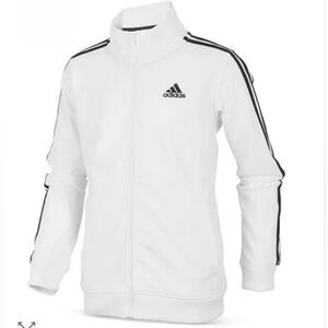 Adidas White Track Jacket with Black Stripes